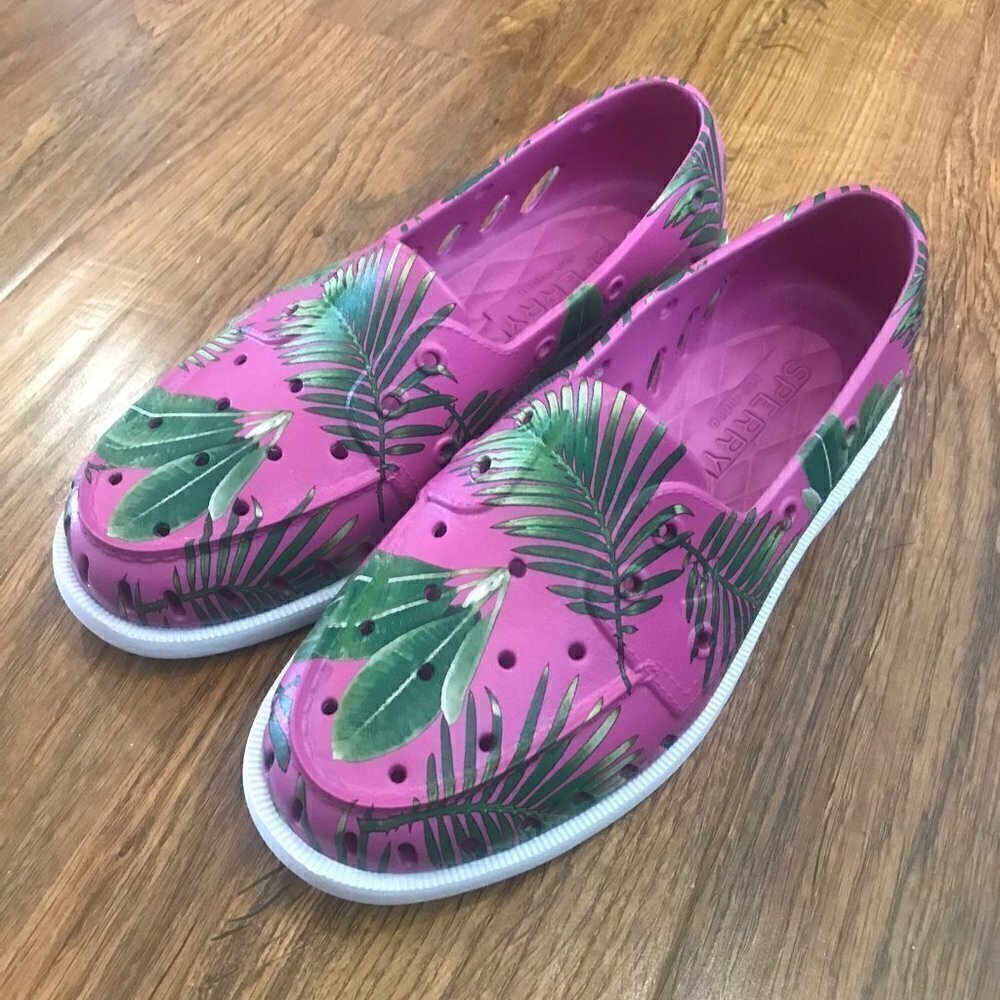 Sperry tropical palm rubber boat shoe sz 10